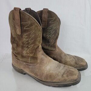 Ariat Work Mens Groundbreaker Brown Leather Square Toe Work Boots 10020059 11 EE